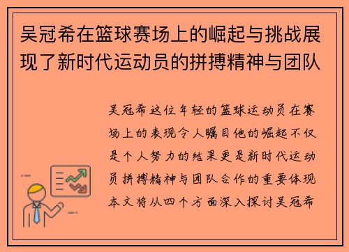 吴冠希在篮球赛场上的崛起与挑战展现了新时代运动员的拼搏精神与团队合作的重要性